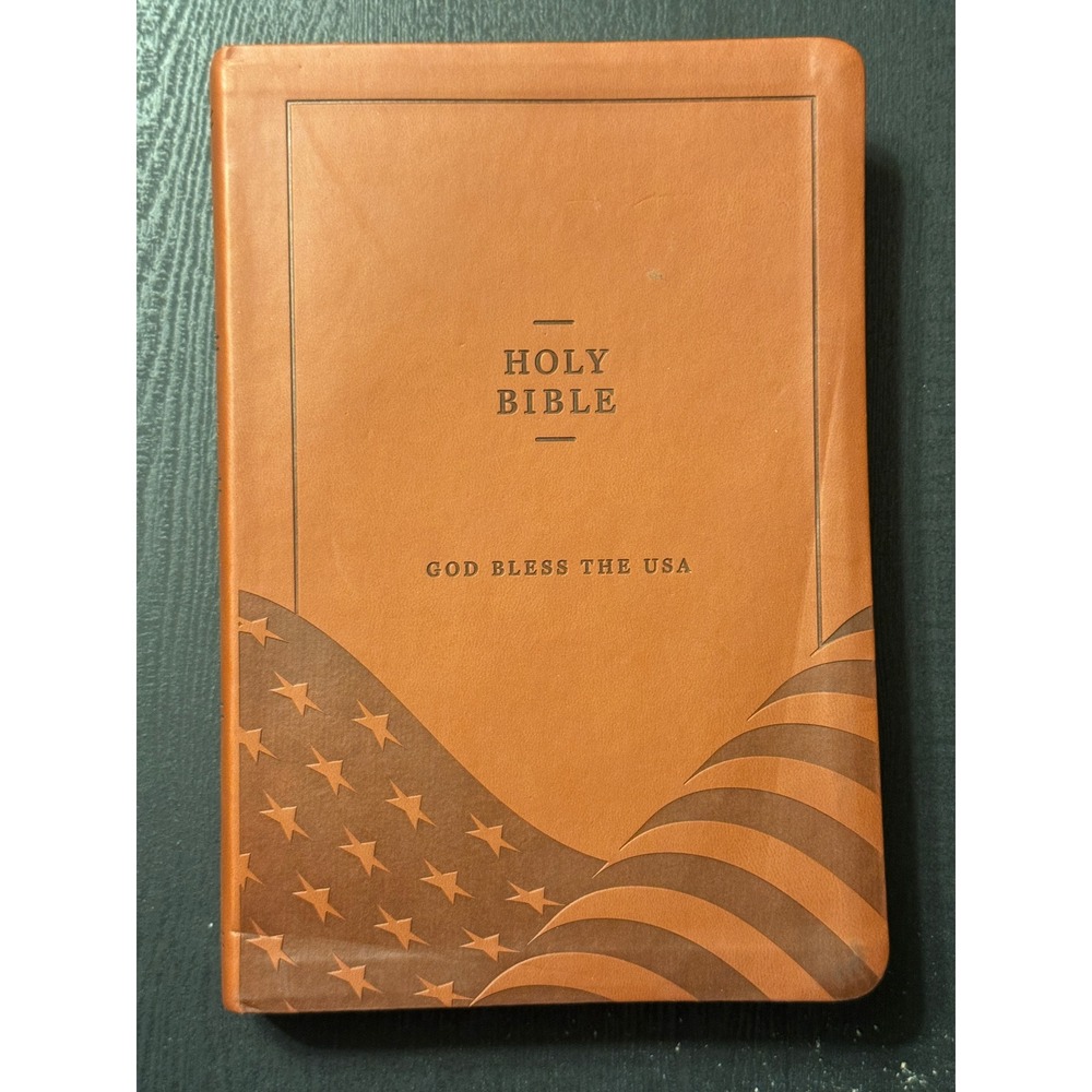 God Bless The USA Bible KJV Large Print Red Letter Lee Greenwood Brown Leather